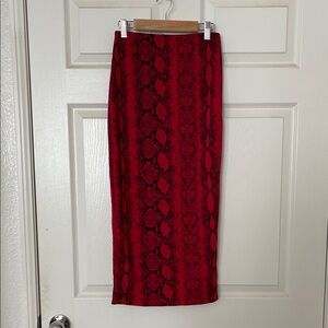 Missguided pinup rockabilly red reptile snake print pencil maxi midi skirt 6